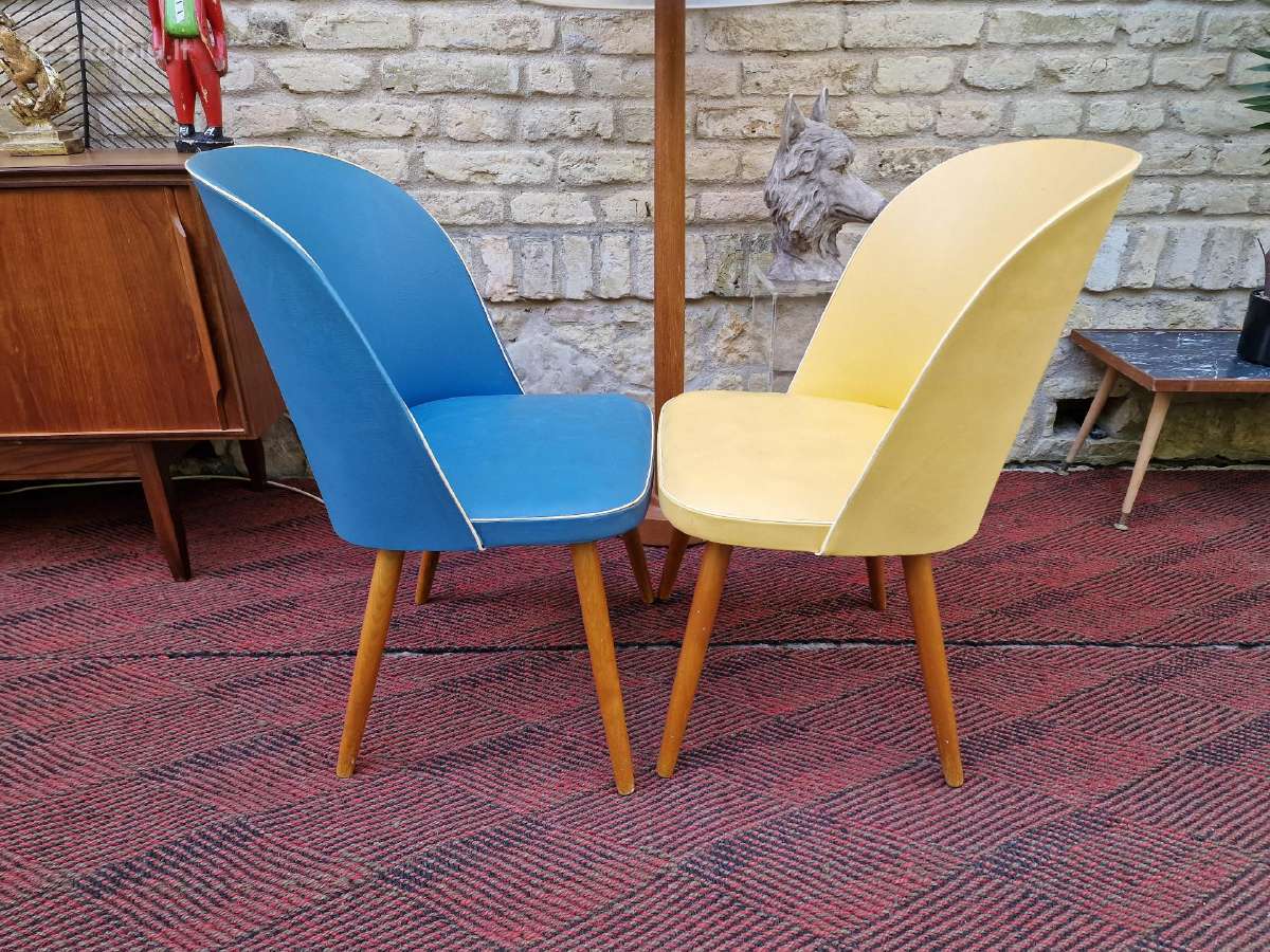 Vintažinės mid century spyruoklinės vinilo kėdės - nuotraukos Nr. 37