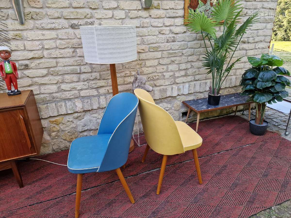 Vintažinės mid century spyruoklinės vinilo kėdės - nuotraukos Nr. 38