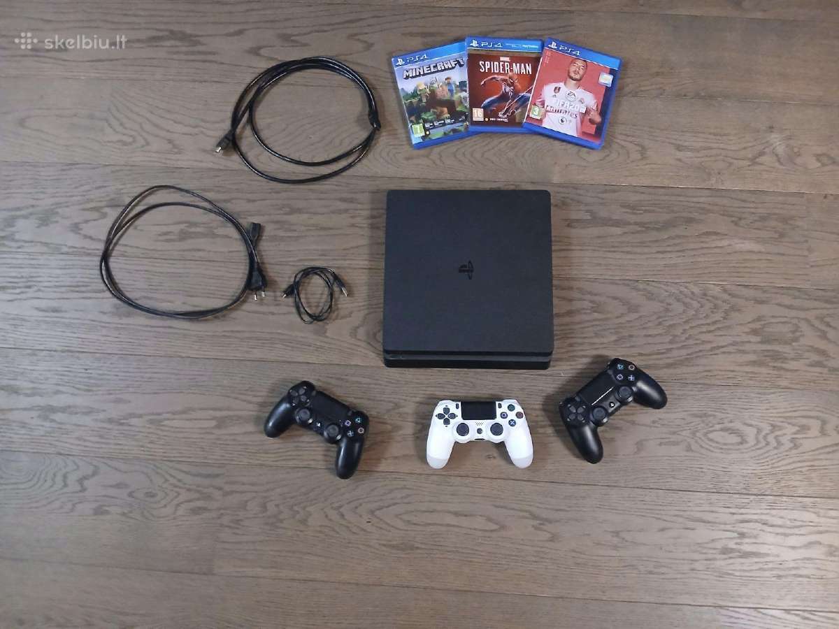 Playstation 4 Slim+papildomas pultelis+3 žaidimai