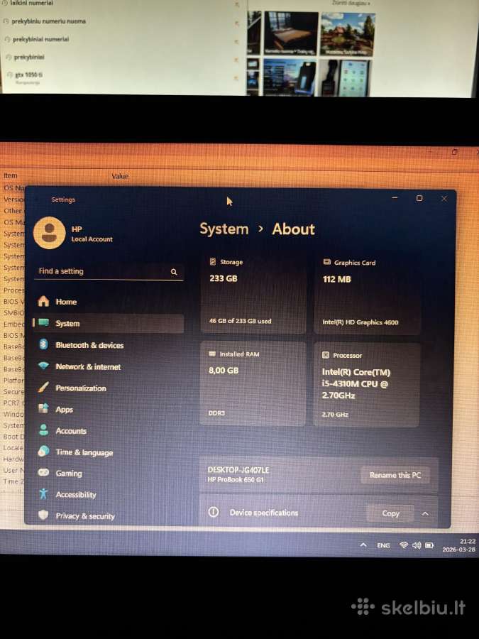 Hp Probook 650 G1 - nuotraukos Nr. 5