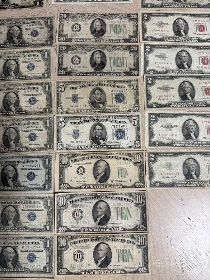JAV doleriu banknotai auksines sidabrinės monetos - nuotraukos Nr. 18
