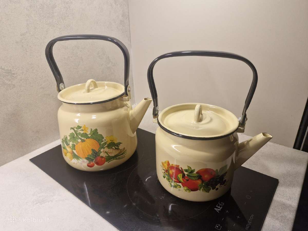 Arbatinukai emaliuoti 2l ir 3,5 l. su raštu