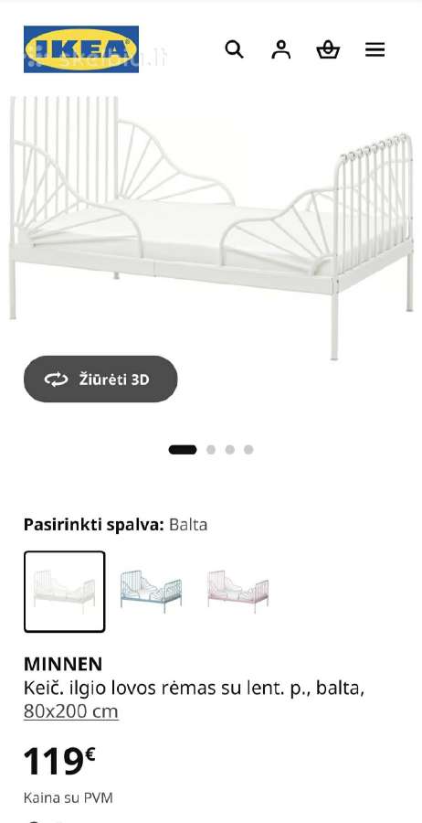 Ikejos vaikiška lova Minnen+čiužinys - nuotraukos Nr. 7