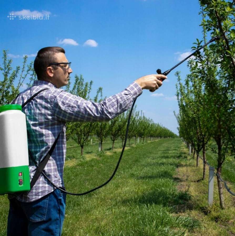 Akumuliatorinis nugaros nešiojamas sodo purkštuvas