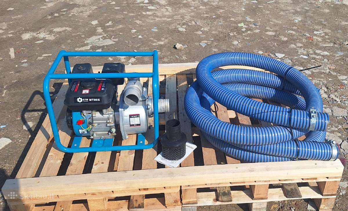 Benzininis Vandens Siurblys Gtm Mt80x su Šlangomis