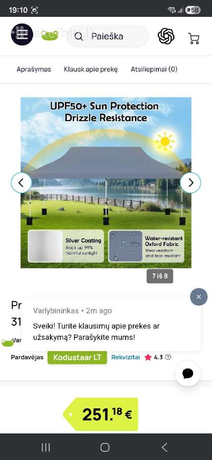 Pavėsinė 610x305x317-317,5 cm pilka. - nuotraukos Nr. 7