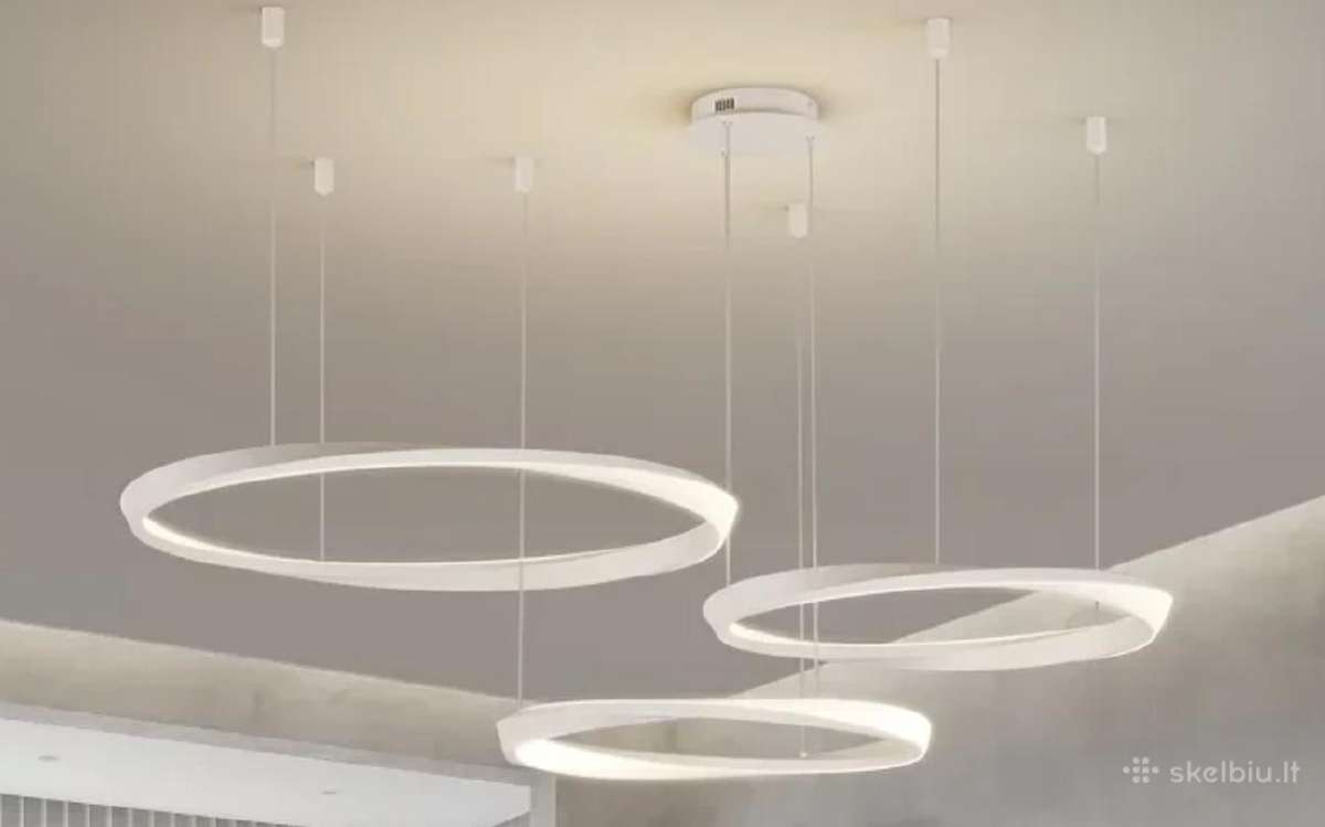 Modernus pakabinamas LED šviestuvas, 3 žiedų - nuotraukos Nr. 2