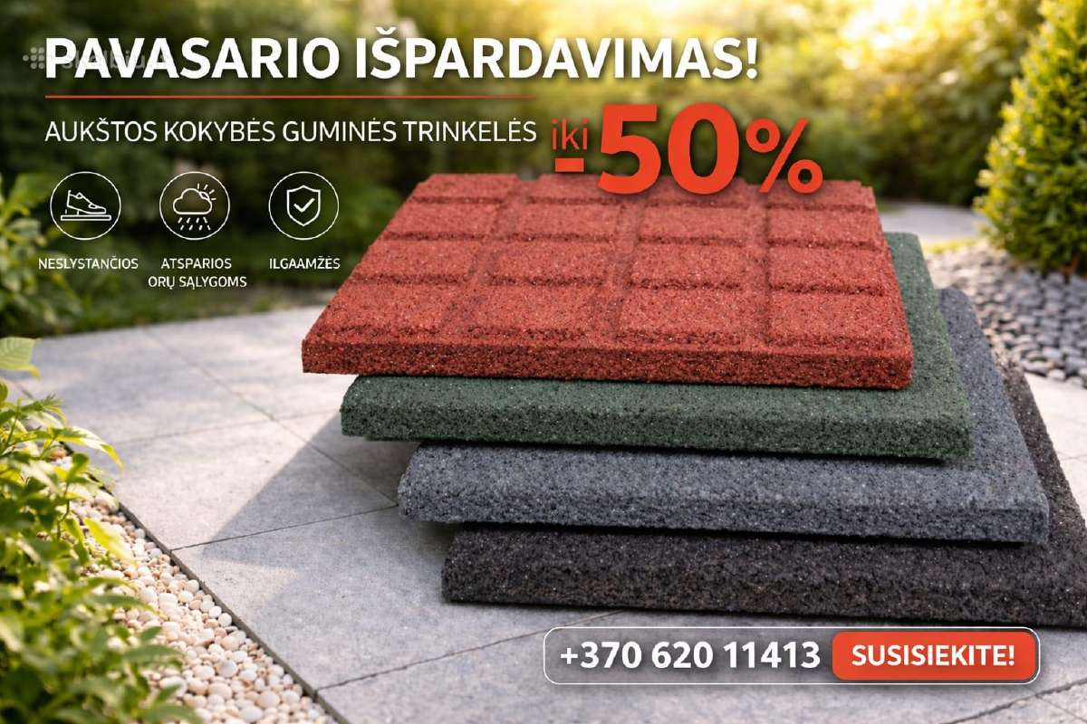 Pavasario išpardavimas. Guminės plytelės