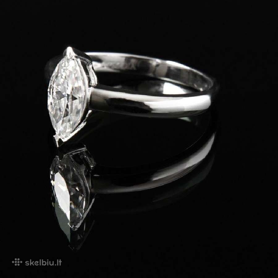 Balto 750 prabos Aukso Žiedas Su 1.10ct Moisanitu