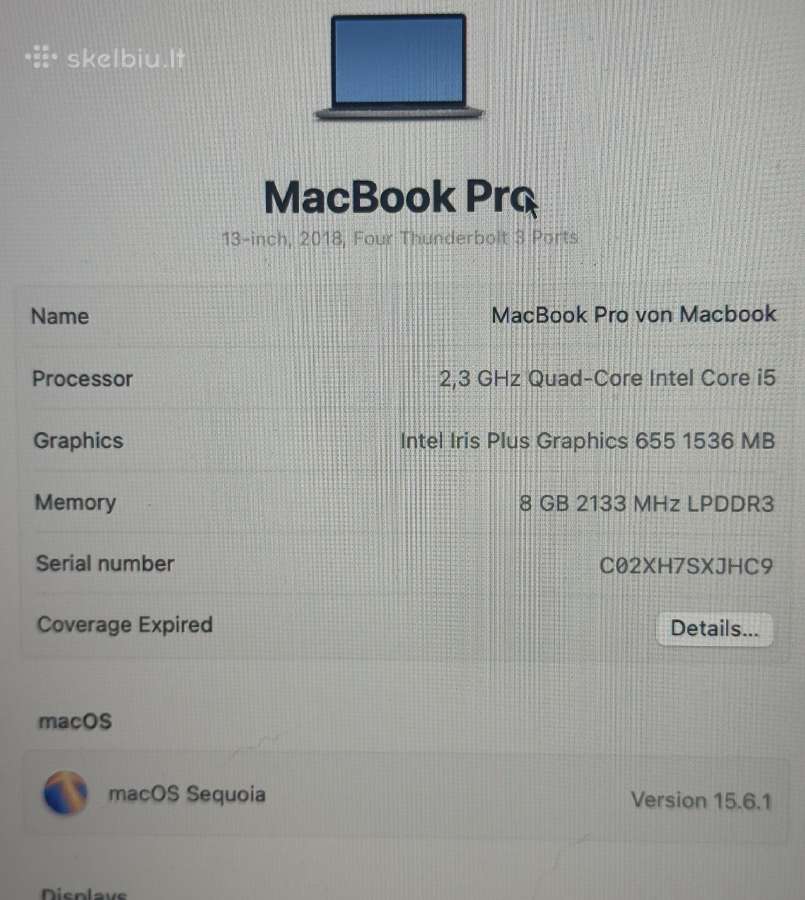 Apple MacBook Pro 13-inch, 2018 - nuotraukos Nr. 2