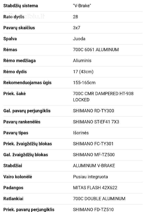 Dviratis "Umit Magnetic 28" iki 165 cm. ūgiui - nuotraukos Nr. 8