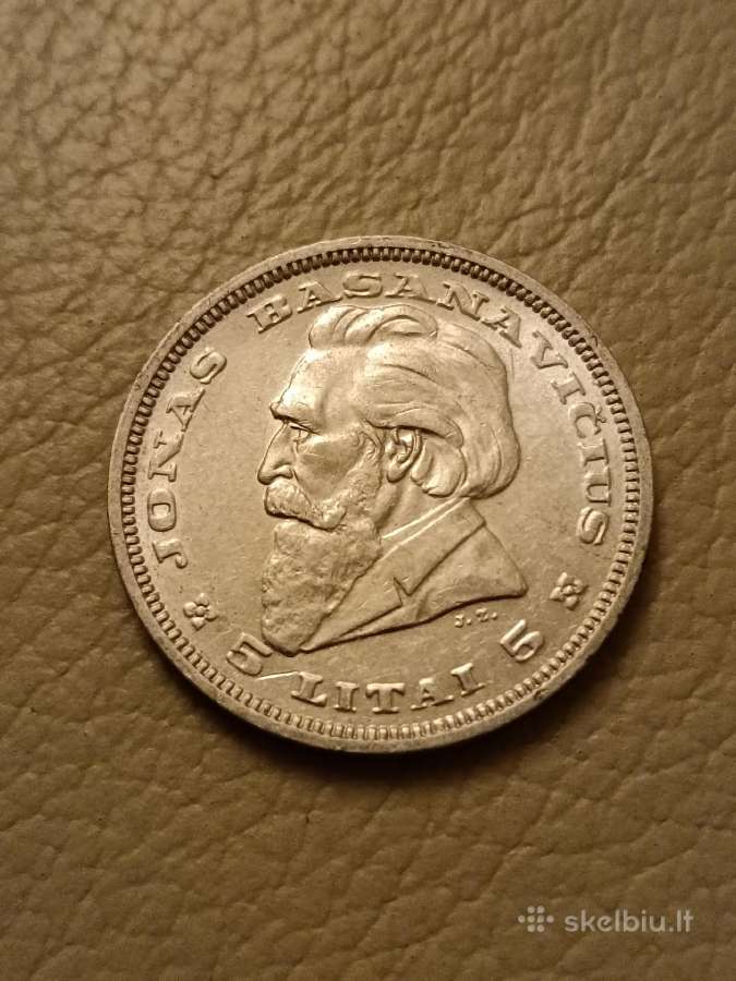 5 litai tarpukario 1936 m. J. Basanavičius