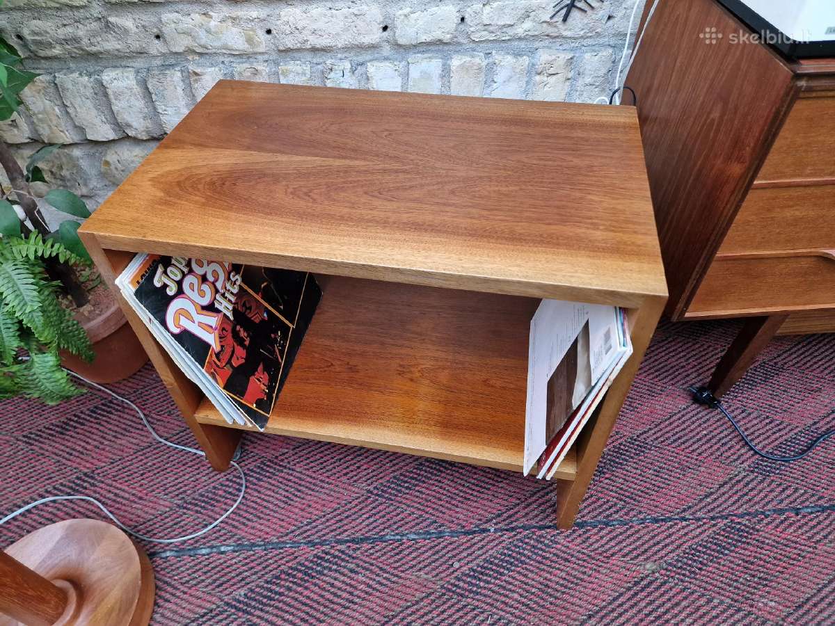 Vintažinis mid century riešuto patefono staliukas - nuotraukos Nr. 7