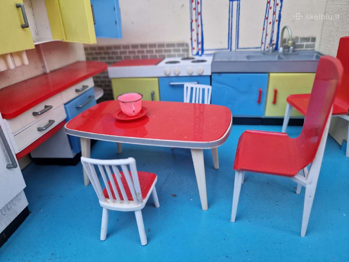 Vintažiniai mid century lėlių namo baldai - nuotraukos Nr. 6