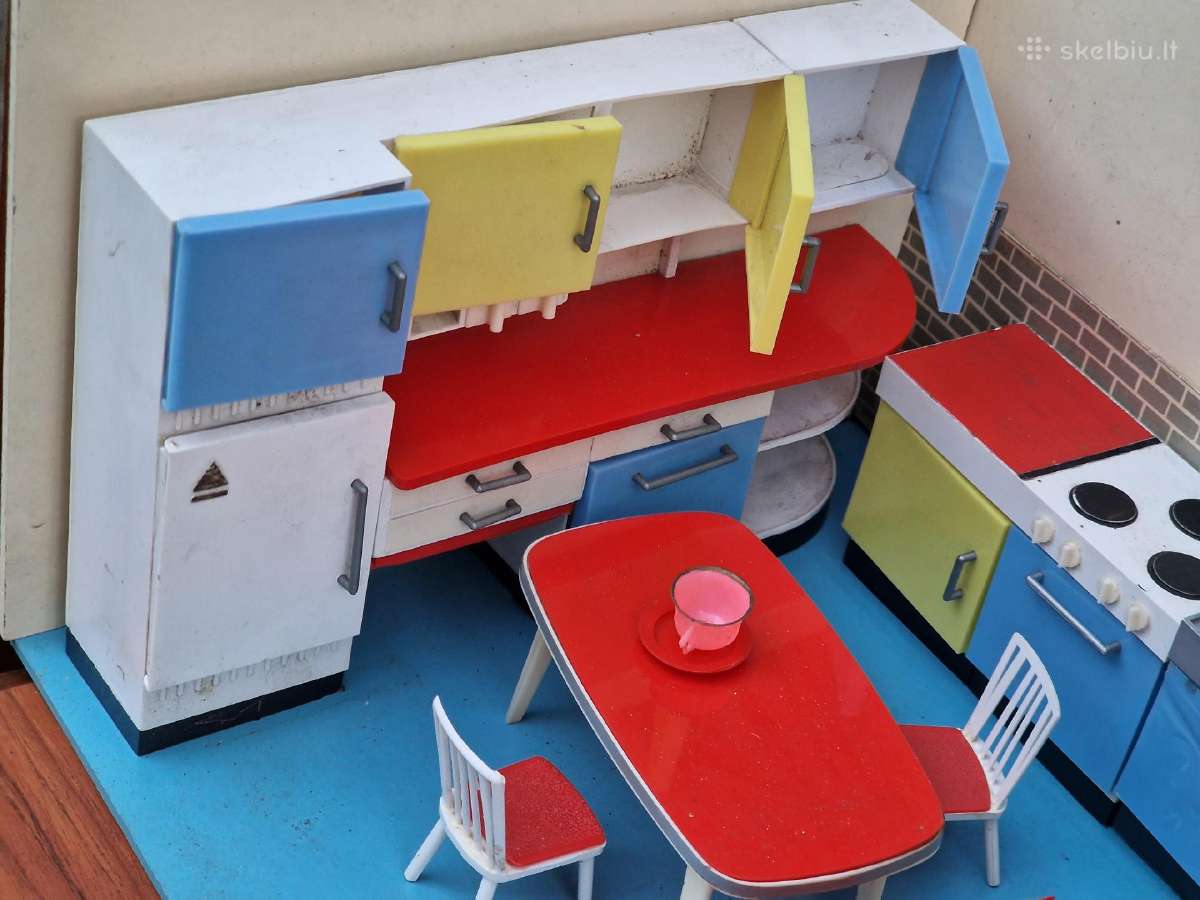 Vintažiniai mid century lėlių namo baldai - nuotraukos Nr. 11