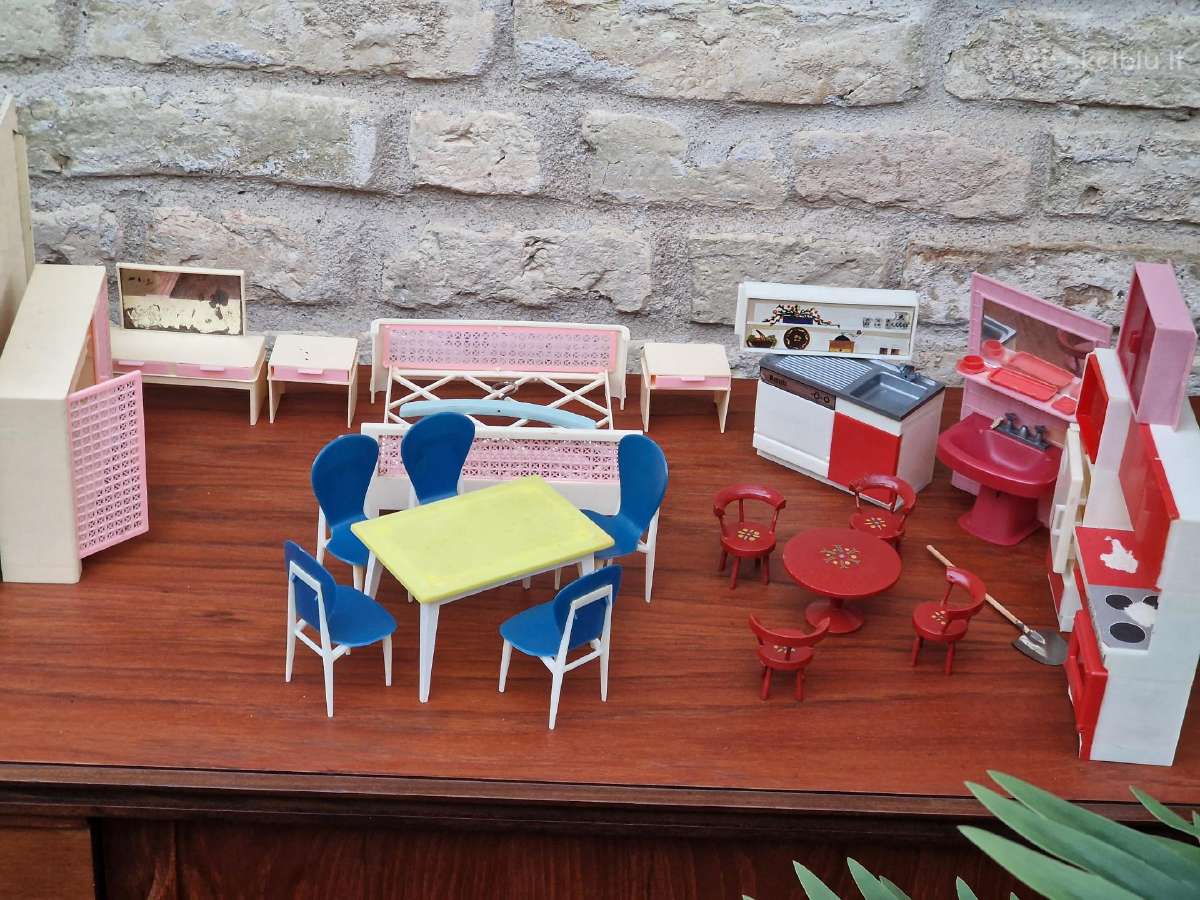 Vintažiniai mid century lėlių namo baldai - nuotraukos Nr. 17