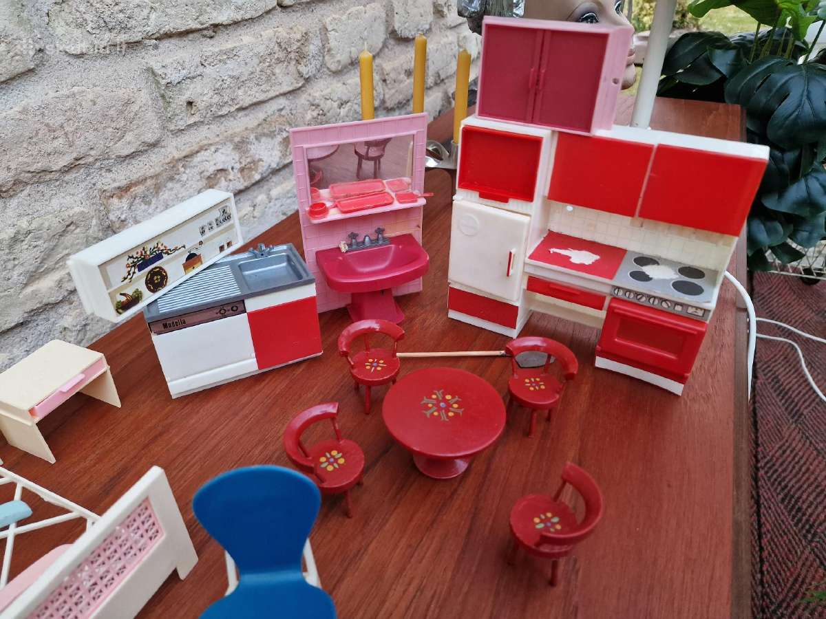 Vintažiniai mid century lėlių namo baldai - nuotraukos Nr. 22