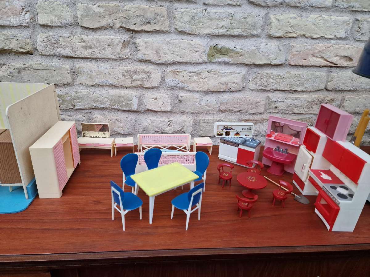 Vintažiniai mid century lėlių namo baldai - nuotraukos Nr. 24