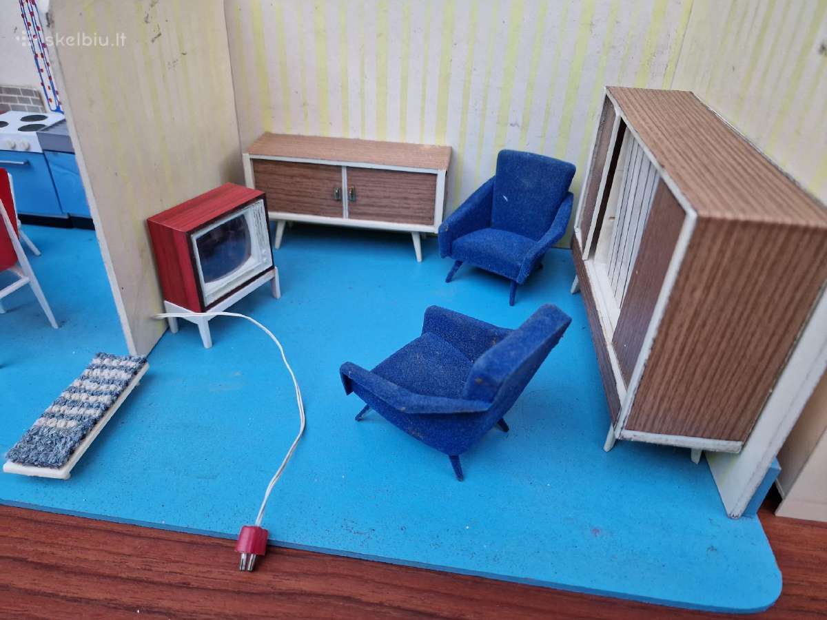 Vintažiniai mid century lėlių namo baldai - nuotraukos Nr. 26
