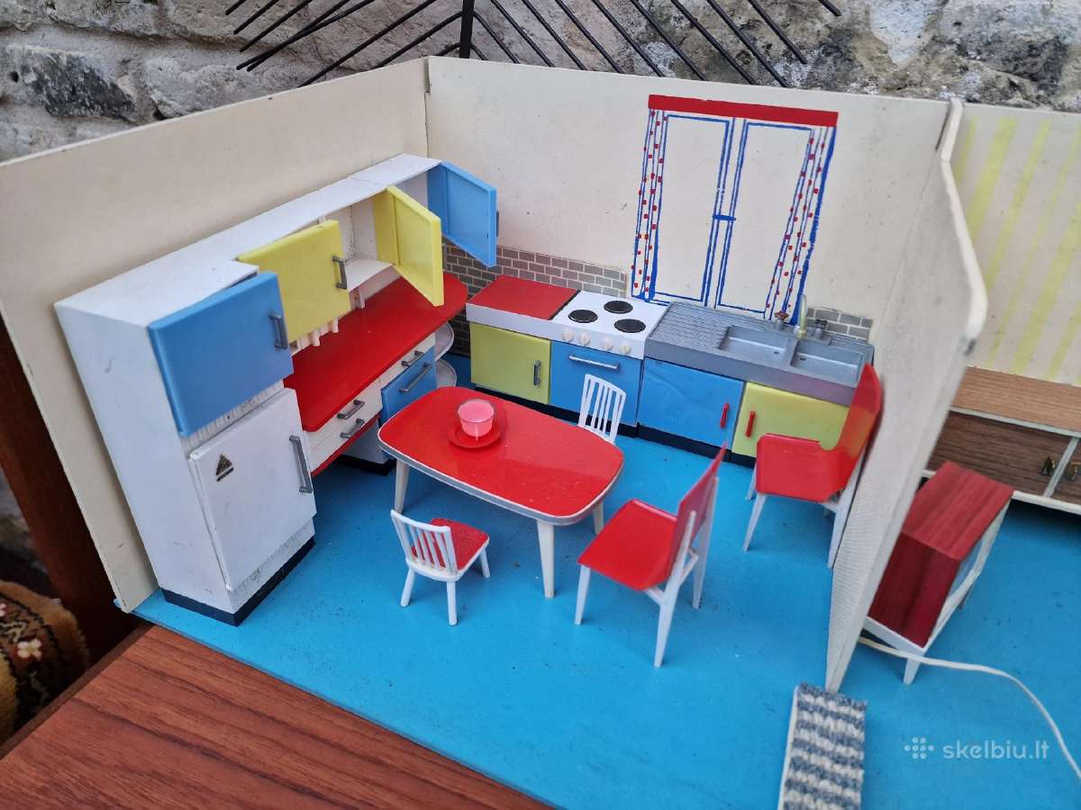 Vintažiniai mid century lėlių namo baldai - nuotraukos Nr. 27