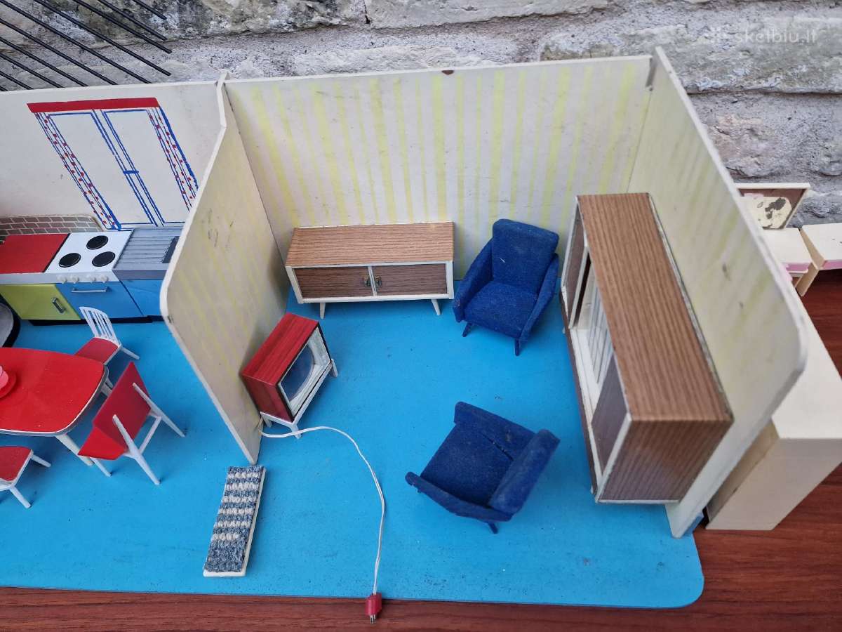 Vintažiniai mid century lėlių namo baldai - nuotraukos Nr. 28