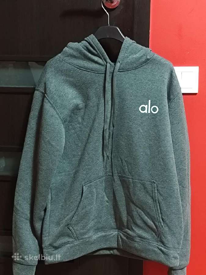 Pilkas „alo“ džemperis su gobtuvu