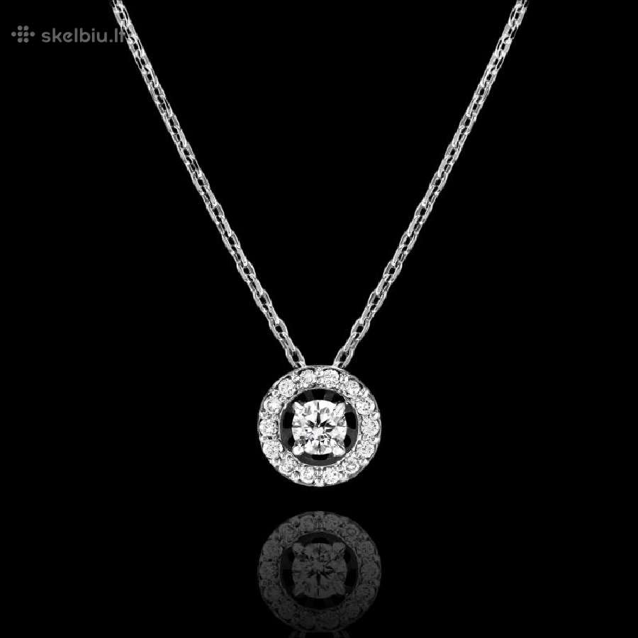 Balto Aukso Kaklo Papuošalas Su 0.26ct Deimantais