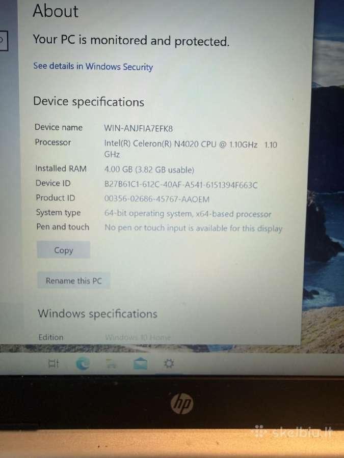 Hp laptop 14 celeron/4gb/128gb SSD - nuotraukos Nr. 2