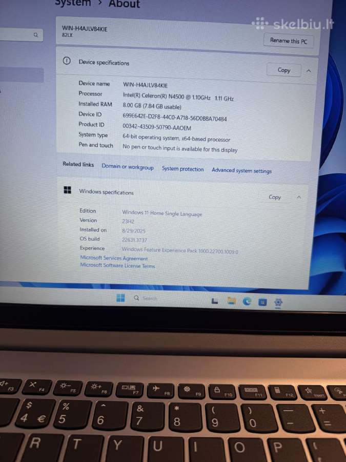 Lenovo ideapad 1i 15.7 celeron n4500/8gb/256gb SSD - nuotraukos Nr. 3