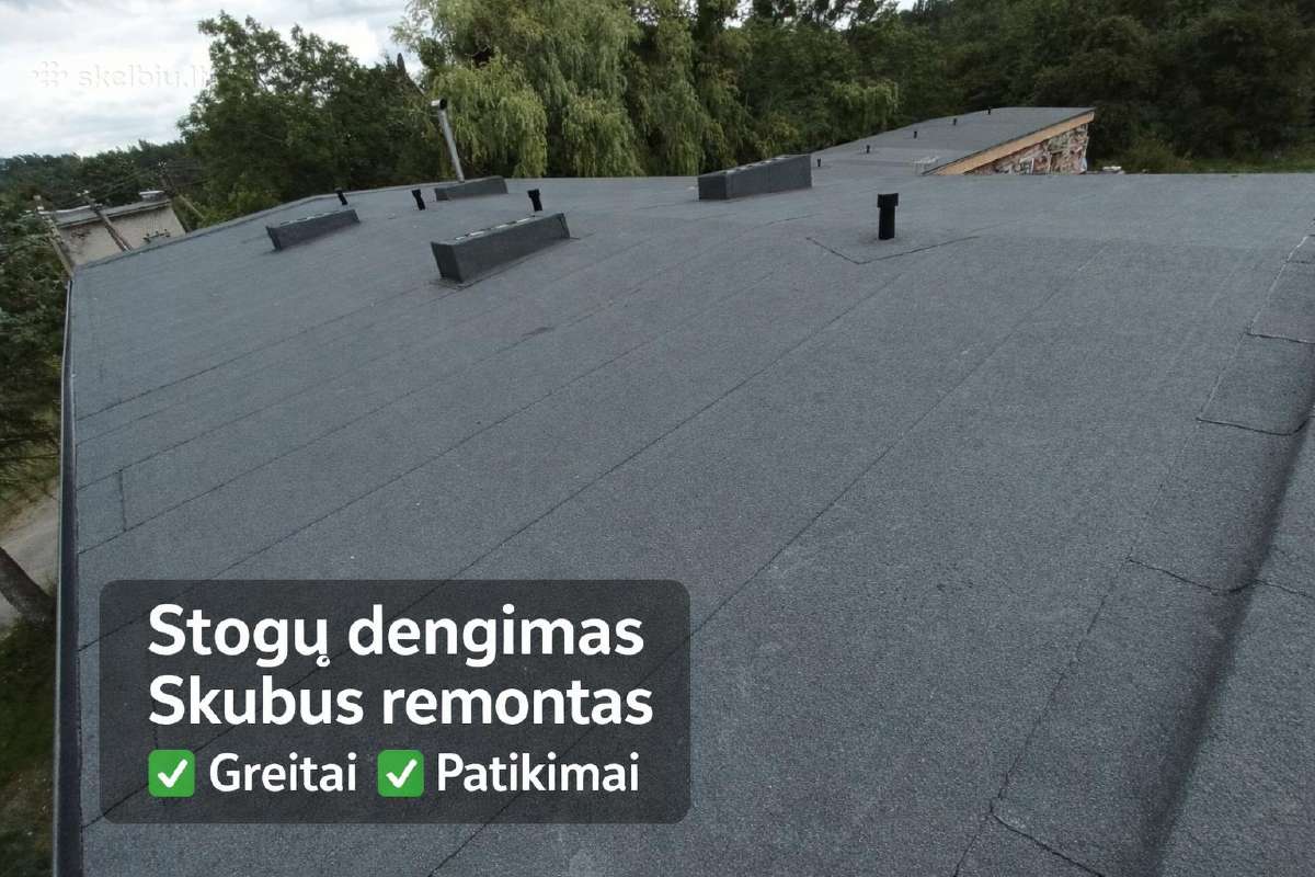 Stogu dengimas bitumine danga ir skubus remontas