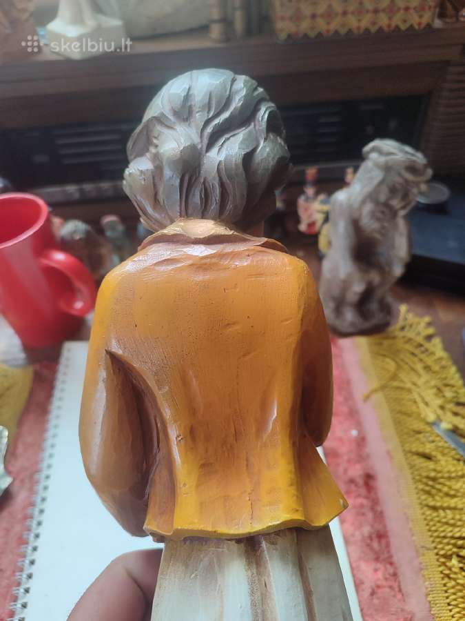 Vintažinė grojančios mergaitės medinė statula - nuotraukos Nr. 8