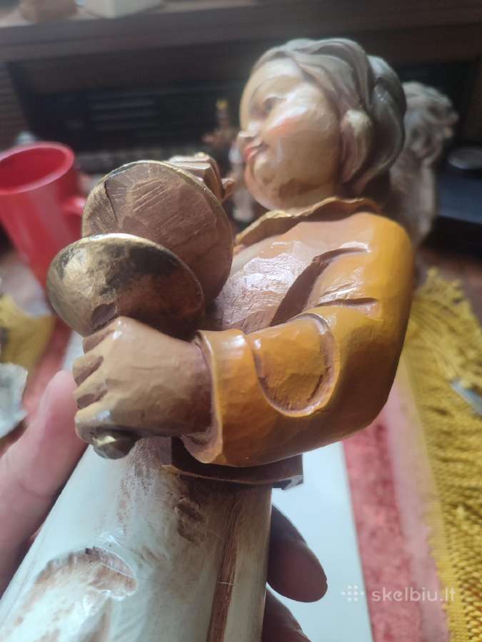 Vintažinė grojančios mergaitės medinė statula - nuotraukos Nr. 12