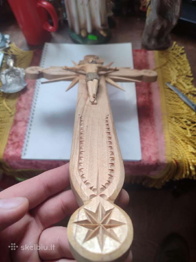 Religija vintažinis medinis kryžius - nuotraukos Nr. 7
