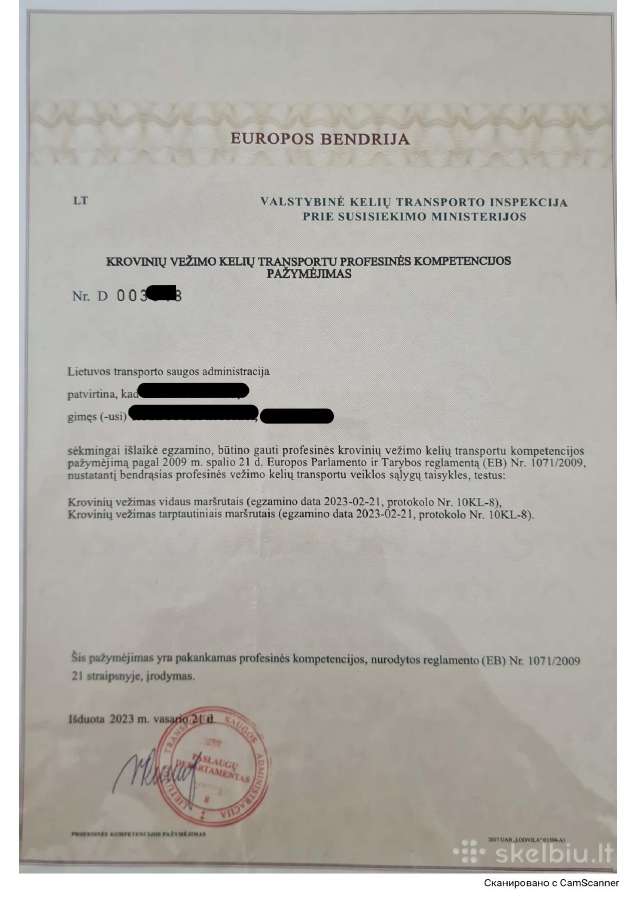 Transporto vadybininkas Ltsa, buhalterė