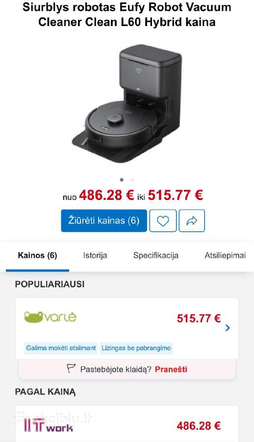 Siurblys robotas Eufy L60 Hybrid - nuotraukos Nr. 3
