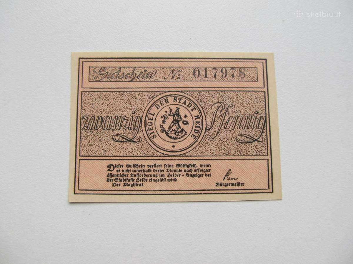 Notgeldas 20 pfennig , Heide , Vokietija