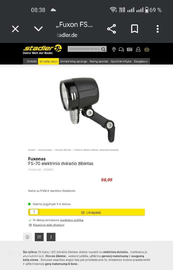 Fuxon elektr/ ne el.dvir.+ galinis Trelock