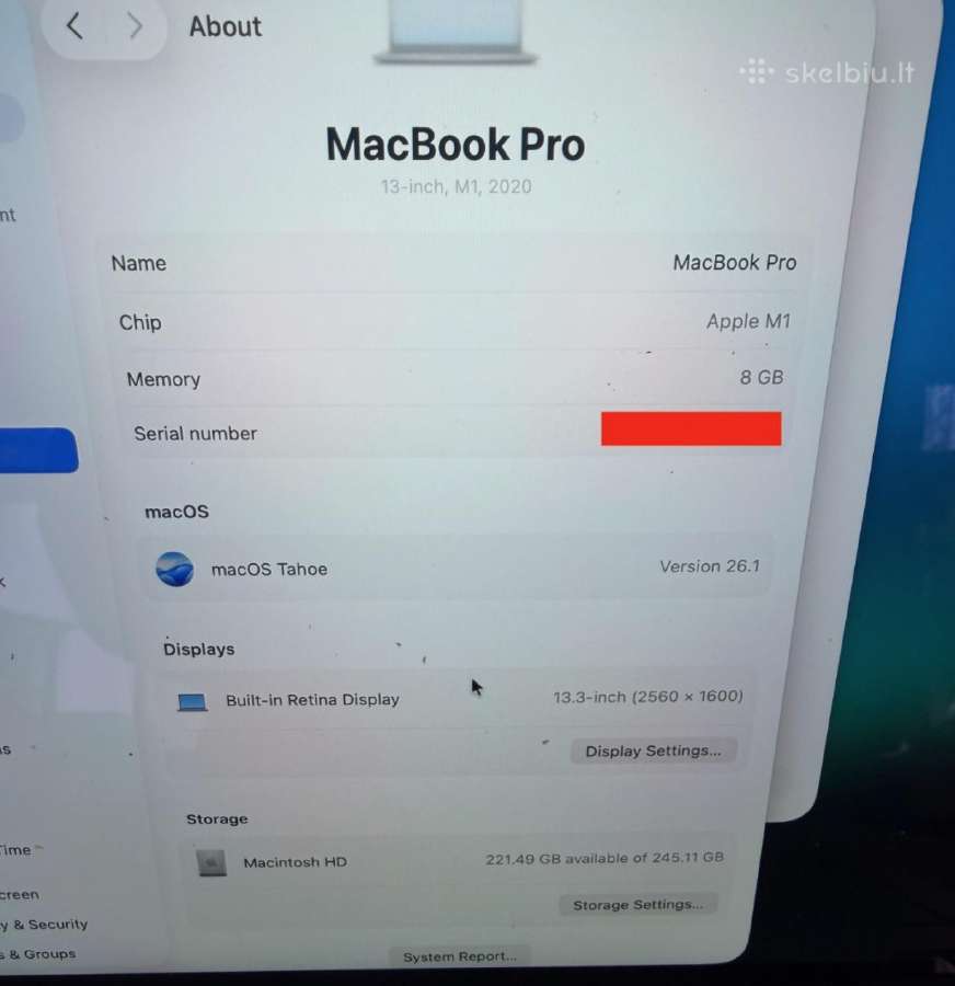 Apple MacBook pro M1 (2020, 13" A2338, 8gb, 256gb)