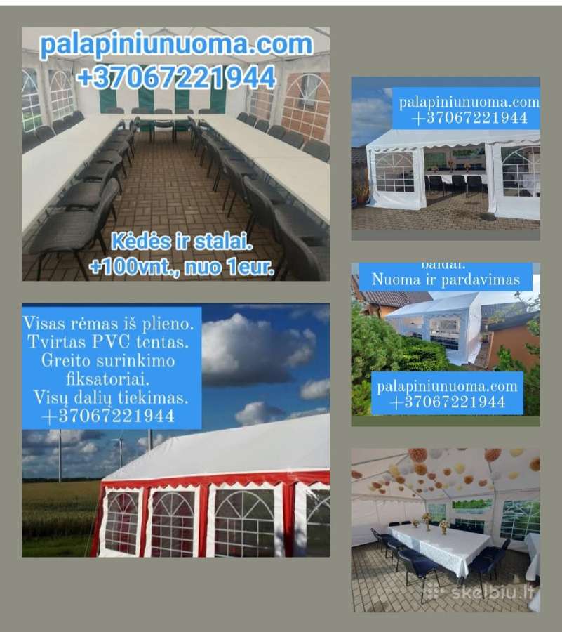 Šventinių palapinių nuoma, pardavimas Lauko baldai