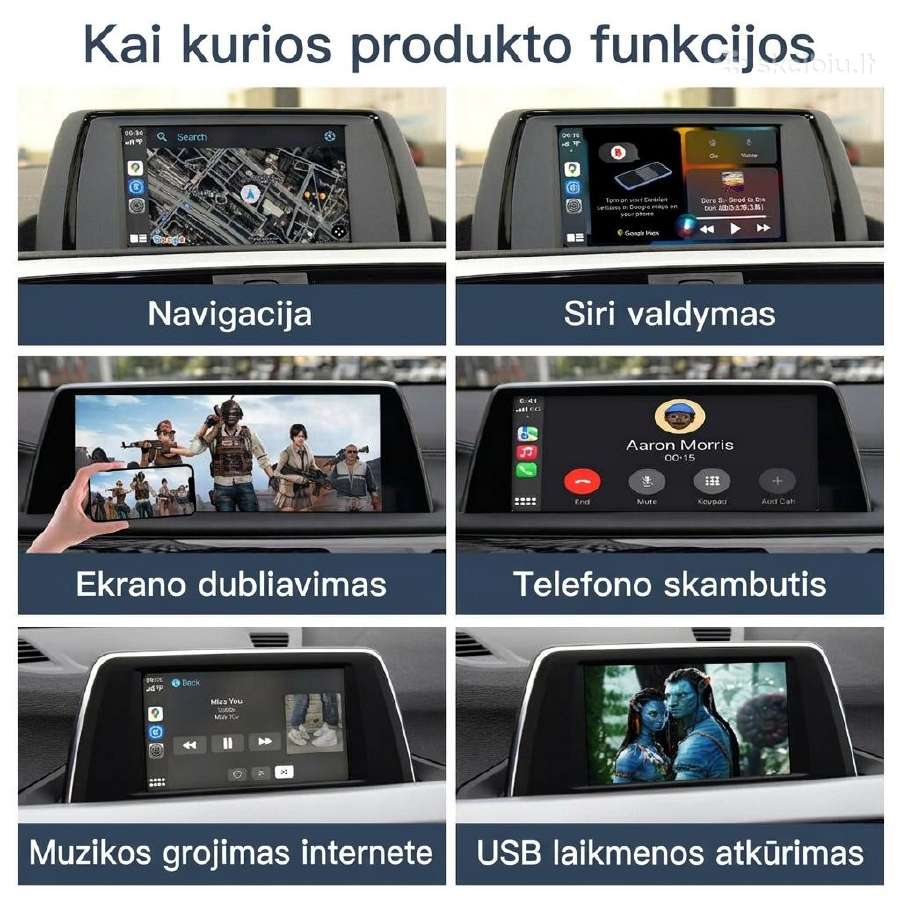 Car Play / Android Auto E81 E82 E90 E93 F-serijos