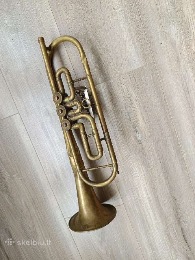 Vintage žalvarinis trimitas – interjero dekoracija - nuotraukos Nr. 8