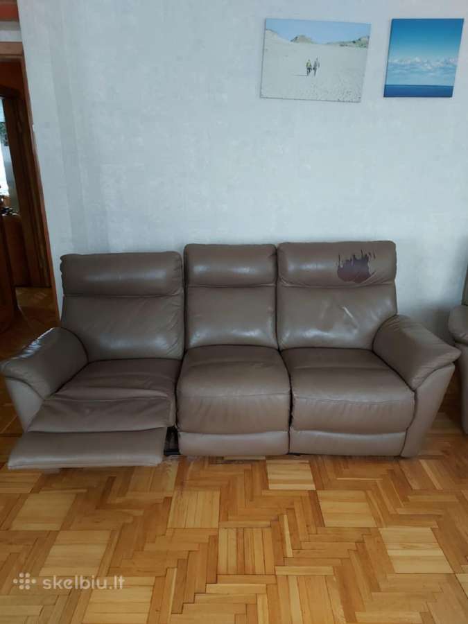 Atiduodu Natūralios odos dvi sofos