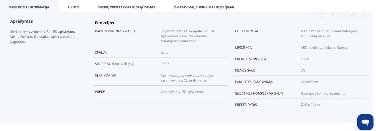 Veidrodis x5 su LED apšvietimu Veddige 20, Naujas - nuotraukos Nr. 4