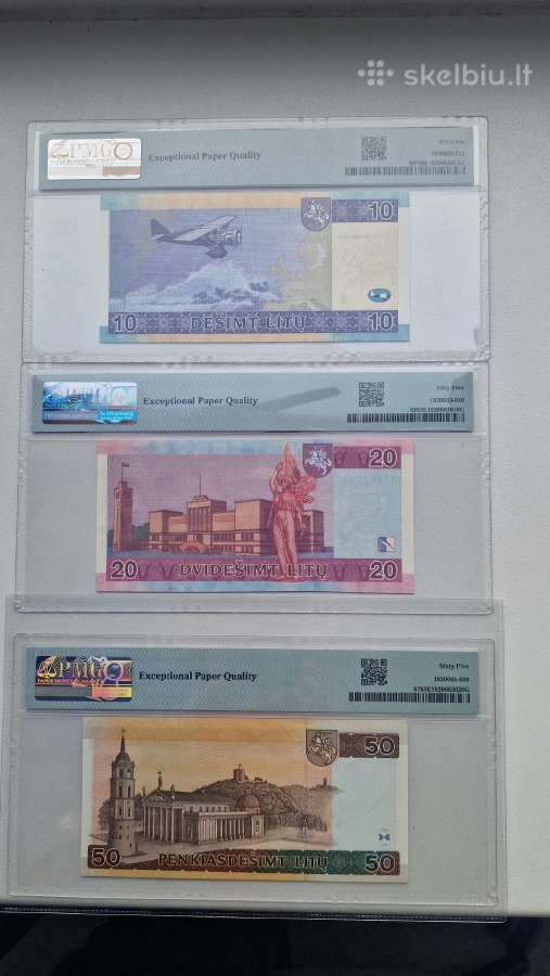 Sertifikuoti litų banknotai 10 lt 20 lt bei 50lt - nuotraukos Nr. 2