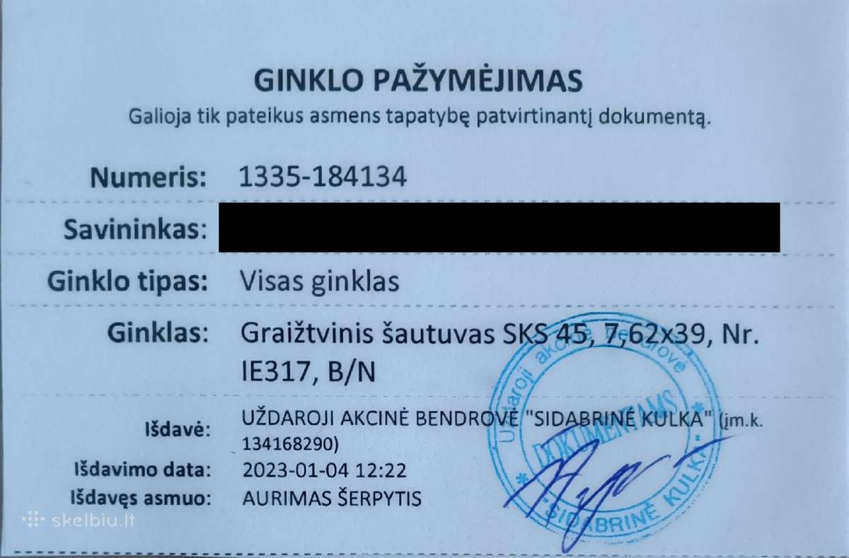Graižtvinis šautuvas SKS 45 - nuotraukos Nr. 10