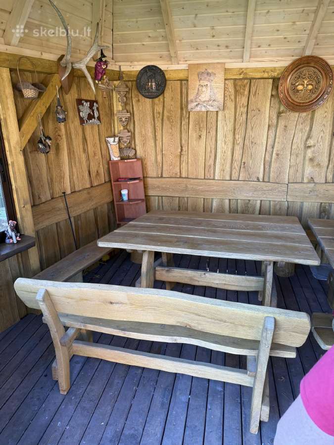 Ąžuolinis stalas ir 3 suolai ( komplektas )