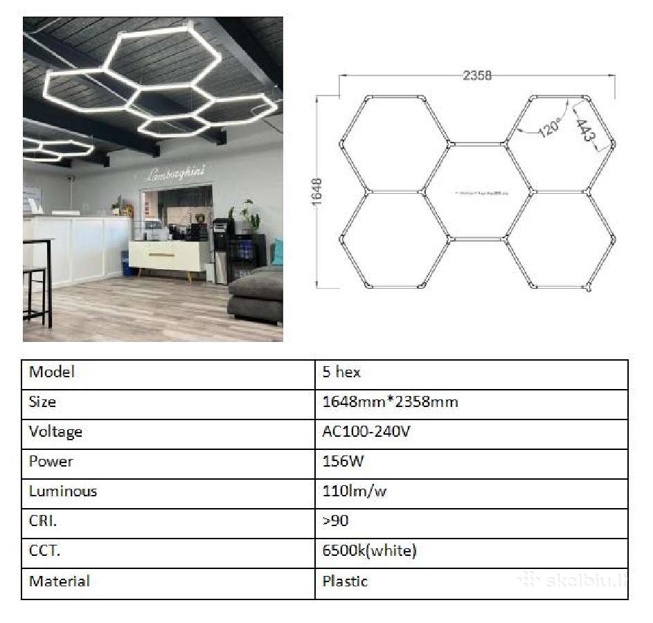 Hexagon LED Korio tipo šešiakampis apšvietimas 5he - nuotraukos Nr. 13