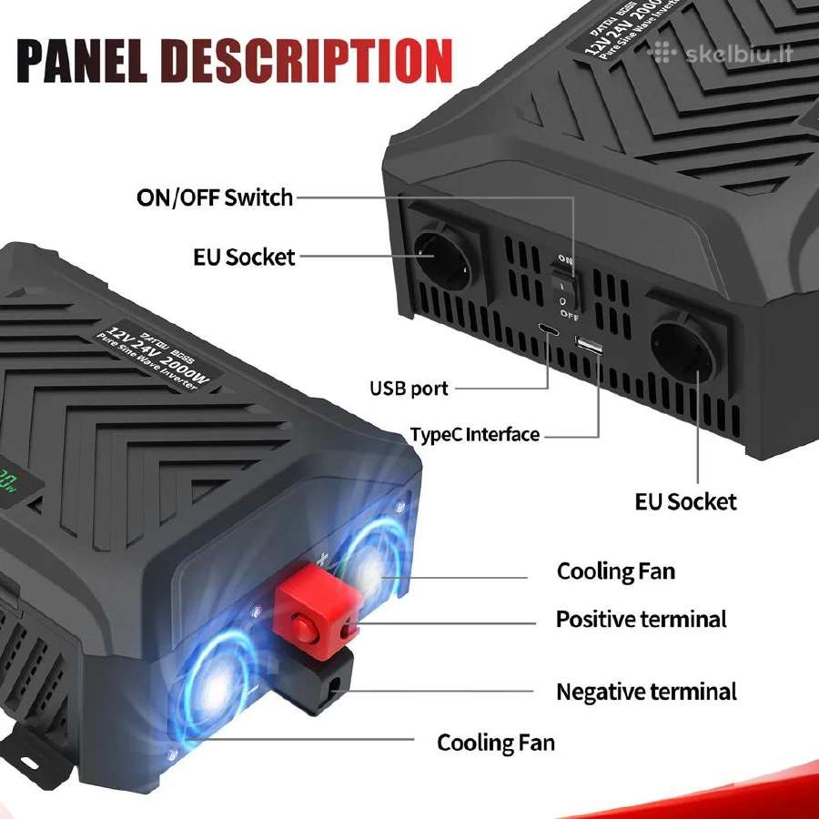 12-24v Inverteris 220v Pure sine wave 6000w - nuotraukos Nr. 10