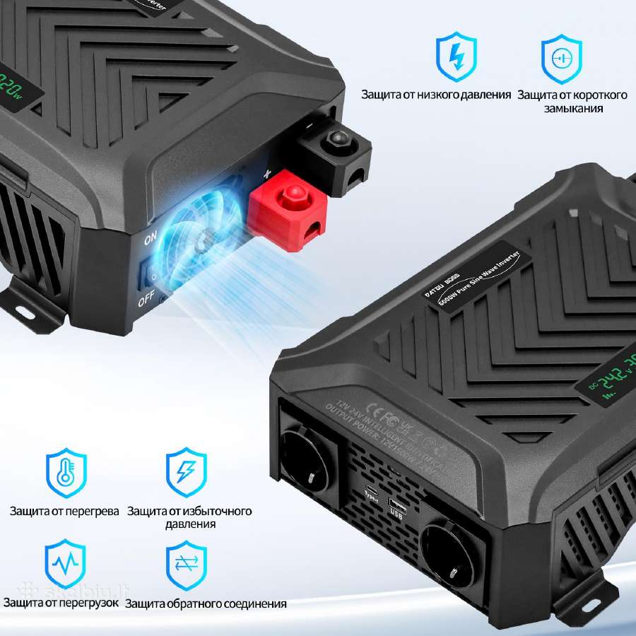 12-24v Inverteris 220v Pure sine wave 6000w - nuotraukos Nr. 17