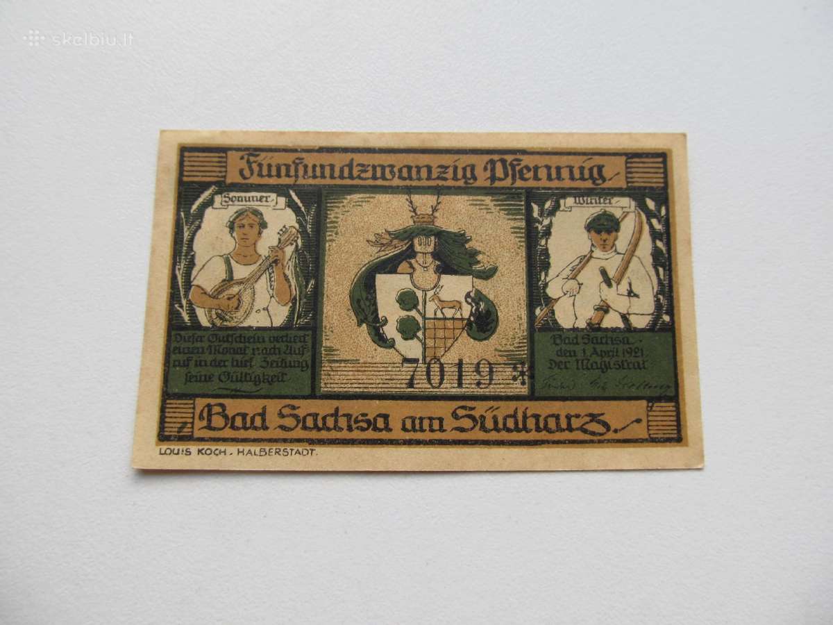 Notgeldas 25 pfennig , Bad Sachsa Vokietija , 1921